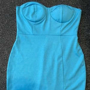 Strapless Blue Mini Dress